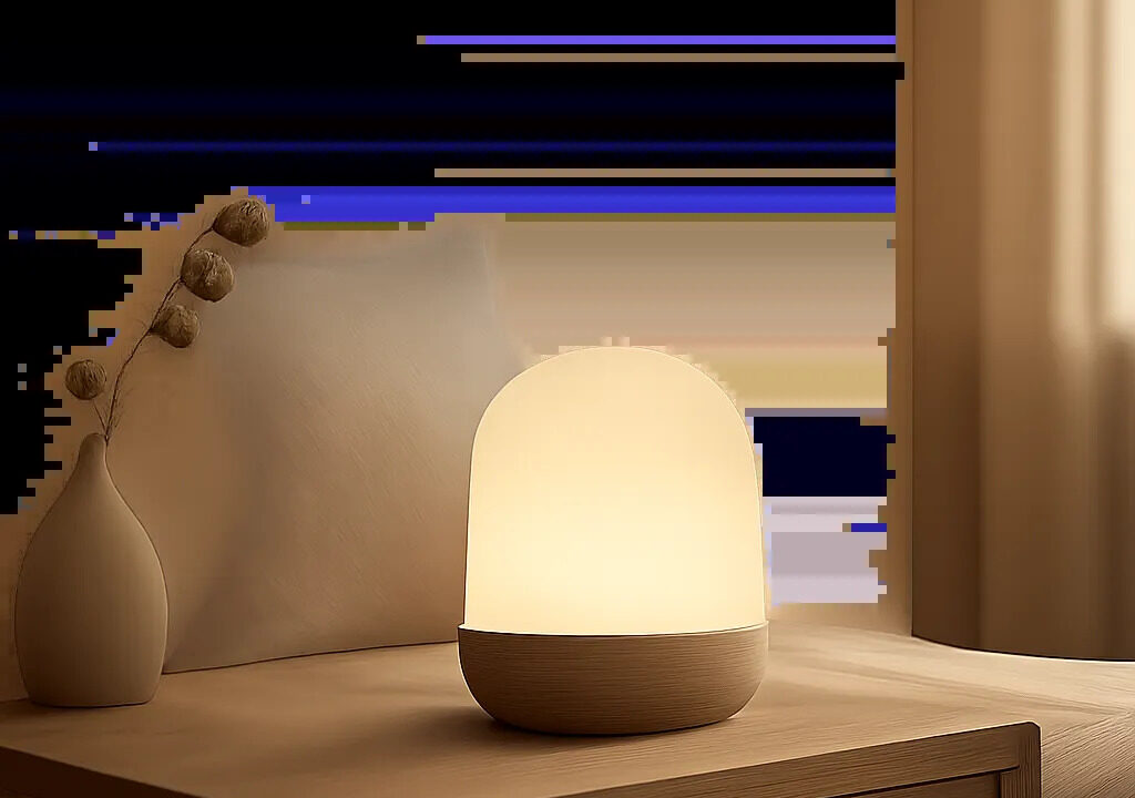 Illustration d’un réveil progressif dans une chambre minimaliste et lumineuse. L’ambiance évoque le calme, la transition douce entre sommeil et éveil et le confort d’usage au quotidien.